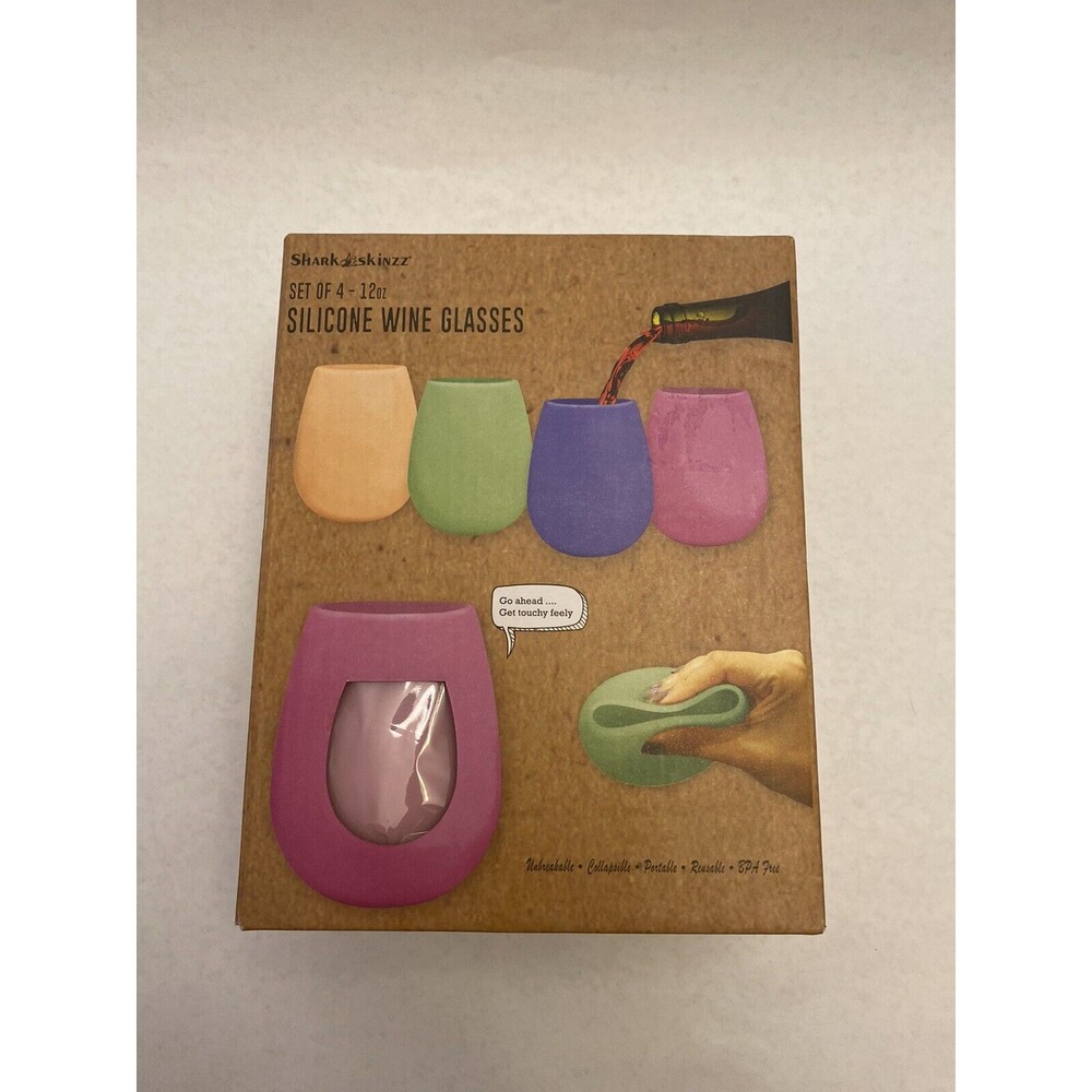 Silicone Wine Glasses - 4 pack - BPA Free- NEW in box!